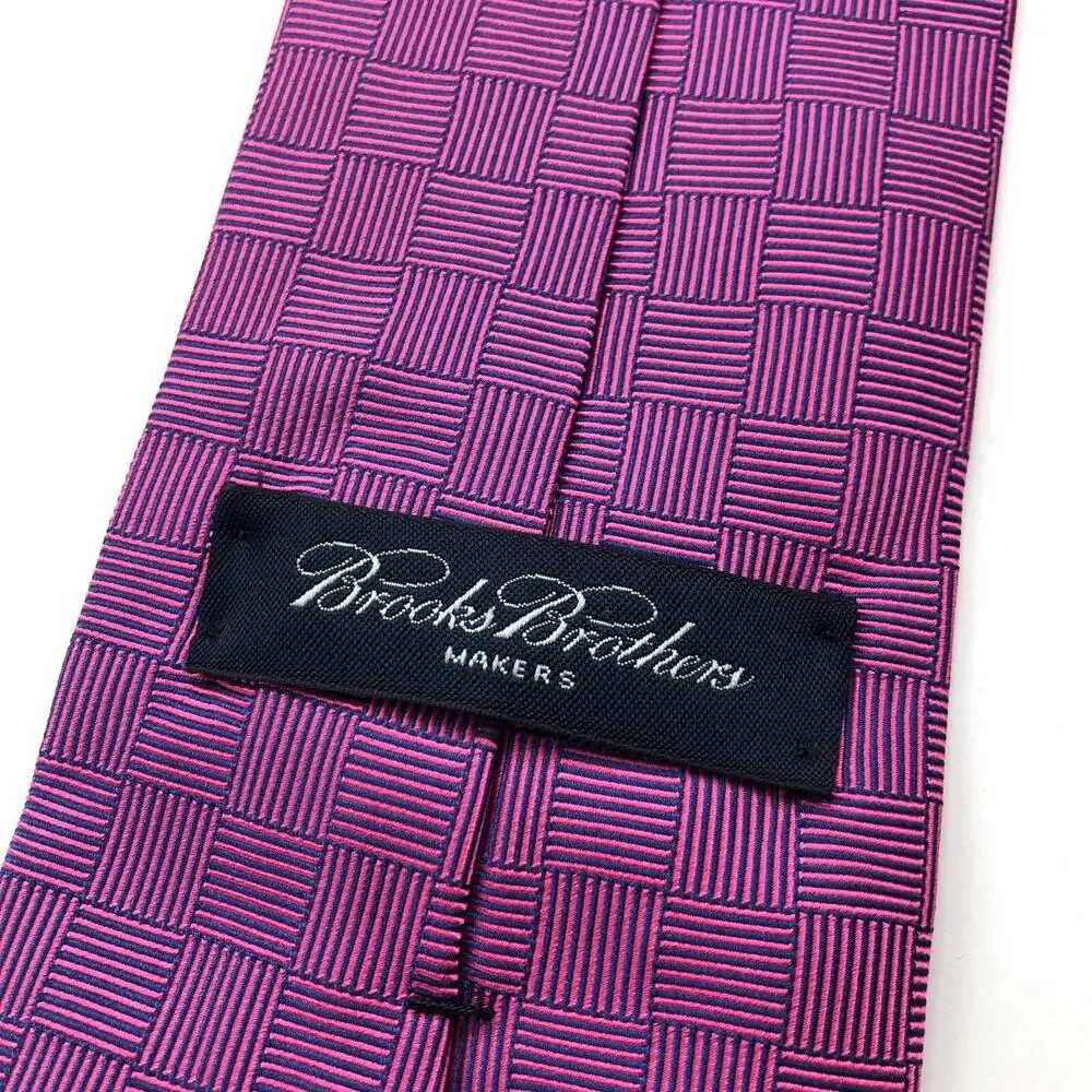 Brooks Brothers Makers 100% Silk Neck Tie Men’s Geometric Purple Pink 57-in